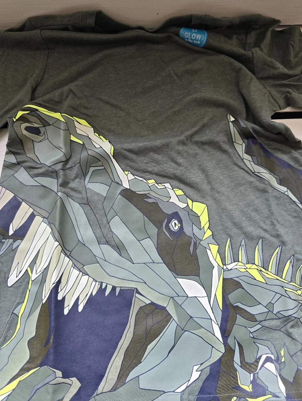 Carter's Green Long Sleeve Tee with Geometric Dinosaur Graphic